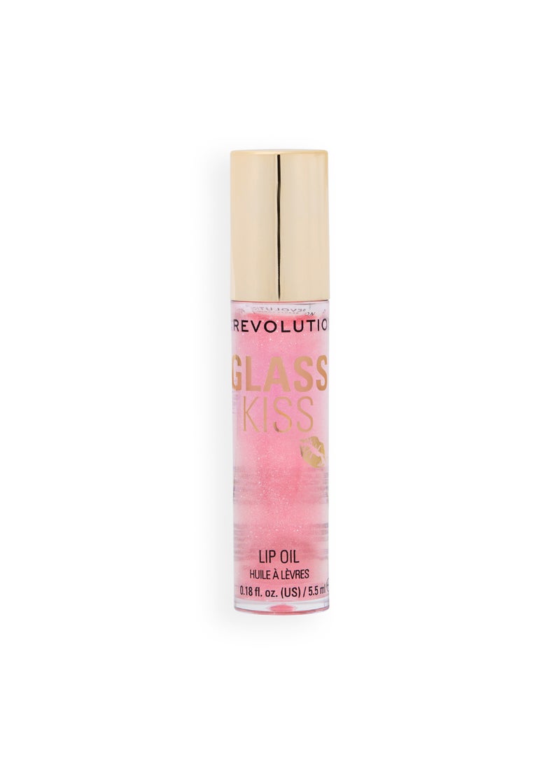 REVOLUTION Glass Kiss Roller Ball Lip Oil Fairytale Pink Shimmer - Image 1